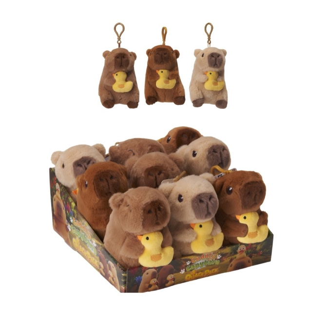 (Mis 0) CAPYBARA Portachiavi Peluche capibara con anatra cm c/bagclip 3ass In espo da 9pz…x12…x120
